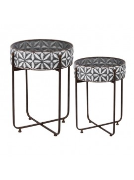 Artekko Yid Διακοσμητικά Γκρι Μεταλλικά Κασπώ με Βάση Σετ/2 (35x35x61)cm Artekko D44149