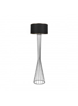 201-0039 GloboStar®  NOVA 201-0039 Μοντέρνο Επιδαπέδιο Φωτιστικό 1 x E27 IP20 Ασημί Μεταλλό με Μαύρο Ύφασμα - Μ36 x Π36 x Υ148cm