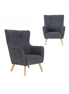 WOODWELL Ε7132,3DALIA Πολυθρόνα - Μπερζέρα Ύφασμα Σκούρο Γκρι 77x83x102cm Ε7132,3