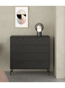 Insi Dana συρταριέρα με 4 συρτάρια 98,7x39,8x95,8εκ. Μαύρο  0201.TV24 
