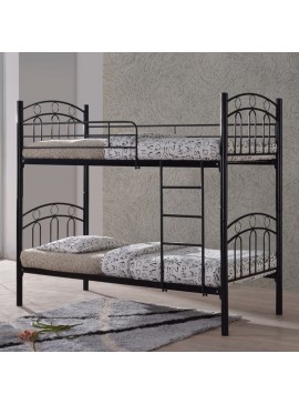 WOODWELL DECKER Κρεβάτι Κουκέτα Μέταλλο Βαφή Μαύρο 98x210x176 (Στρώμα 90x200)cm Ε8046