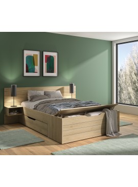 Insi  Delta κρεβάτι διπλό All-in-One με αποθηκευτικούς χώρους 217x221x90εκ. ( για στρώμα 140x190εκ. ) Blond Oak   0041.GM24 