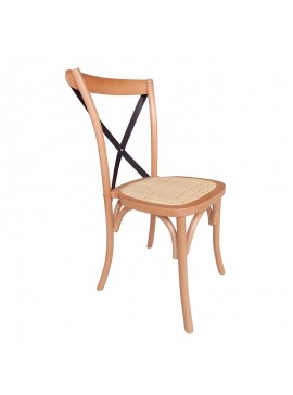 WOODWELL Ε7020,CDESTINY Καρέκλα Metal Cross Τραπεζαρίας Οξιά Φυσικό, Κάθισμα Ψάθα, Στοιβαζόμενη 48x52x89cm Ε7020,C