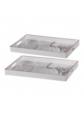 Artekko Tray Δίσκος Διακοσμητικός Πλαστικό Μαύρο Λευκό (48x36x5)cm Σετ/2 Artekko DF43576-WHIT-DS