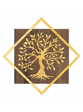 ΔΙΑΚΟΣΜΗΤΙΚΟ ΤΟΙΧΟΥ ΔΕΝΤΡΟ HM4752-ΦΥΛΛΑ ΜΕΤΑΛΛΟΥ ΧΡΥΣΑ-ΞΥΛΟ 54x3(βάθος)x54Υεκ.