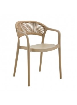 WOODWELL Ε3150,3DONNA Πολυθρόνα Στοιβαζόμενη, PP-UV Tortora, Rope Wicker Φυσικό 57x55x79cm Ε3150,3