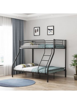 WOODWELL Ε8045,1DOUBLE Κρεβάτι Κουκέτα Μέταλλο Βαφή Μαύρο, Για στρώματα 140x190+90x190cm 145x200x160cm Ε8045,1