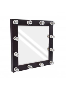 MIRROR-80x80-2 GloboStar®  MAKEUP MIRROR-80x80-2 Μοντέρνος Καθρέπτης Μακιγιάζ με Πλαίσιο Φυσικού Ξύλου με Διακόπτη On/Off 12 x E27 AC220-240V - Μ80 x Π7 x Υ80cm - Καφέ Wenge