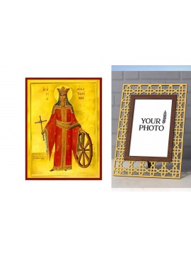 Εικόνα Ορθοδοξίας Πολυτελείας  με  σχεδιο Σταυρούς μαζι με  Βάση σε  8 χρώματα με περίγραμμα χρυσό σε ξύλο Plywood (Πλακάζ)   με  βάση Εικόνα Αγία Αικατερίνη Χειροποίητη Ελληνορθόδοξη , Κρεμαστή πλάκα βυζαντινής τέχνης, χριστιανική τέχνη Διάσταση 10x7 cm 