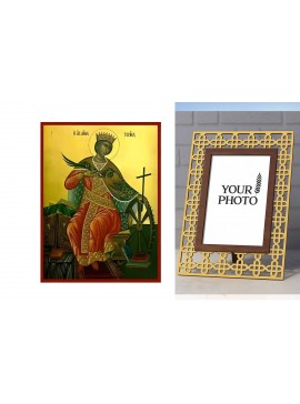 Εικόνα Ορθοδοξίας Πολυτελείας  με  σχεδιο Σταυρούς μαζι με  Βάση σε  8 χρώματα με περίγραμμα χρυσό σε ξύλο Plywood (Πλακάζ)   με  βάση Εικόνα Αγία Αικατερίνη Χειροποίητη Ελληνορθόδοξη , Κρεμαστή πλάκα βυζαντινής τέχνης, χριστιανική τέχνη Διάσταση 10x7 cm 