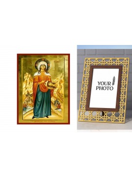 Εικόνα Ορθοδοξίας Πολυτελείας  με  σχεδιο Σταυρούς μαζι με  Βάση σε  8 χρώματα με περίγραμμα χρυσό σε ξύλο Plywood (Πλακάζ)   με  βάση Εικόνα Αγία Ειρήνη Χειροποίητη Ελληνορθόδοξη , Κρεμαστή πλάκα βυζαντινής τέχνης, χριστιανική τέχνη Διάσταση 10x7 cm (3,9