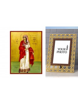 Εικόνα Ορθοδοξίας Πολυτελείας  με  σχεδιο Σταυρούς μαζι με  Βάση σε  8 χρώματα με περίγραμμα χρυσό σε ξύλο Plywood (Πλακάζ)   με  βάση Εικόνα Αγία Γλυκερία Χειροποίητη Ελληνορθόδοξη , Κρεμαστή πλάκα βυζαντινής τέχνης, χριστιανική τέχνη Διάσταση 10x7 cm (3