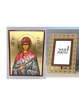 Σετ των 2 Εικόνα Ορθοδοξίας Πολυτελείας  με  σχεδιο Σταυρούς μαζι με  Βάση σε  8 χρώματα με περίγραμμα χρυσό σε ξύλο Plywood (Πλακάζ)   με  βάση Εικόνα Αγία Ιουλιανή Χειροποίητη Ελληνορθόδοξη , Κρεμαστή πλάκα βυζαντινής τέχνης, χριστιανική τέχνη Διάσταση 