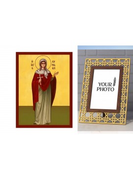 Εικόνα Ορθοδοξίας Πολυτελείας  με  σχεδιο Σταυρούς μαζι με  Βάση σε  8 χρώματα με περίγραμμα χρυσό σε ξύλο Plywood (Πλακάζ)   με  βάση Εικόνα Αγία Κυριακή Χειροποίητη Ελληνορθόδοξη , Κρεμαστή πλάκα βυζαντινής τέχνης, χριστιανική τέχνη Διάσταση 10x7 cm (3,