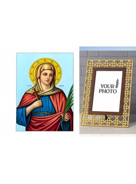 Εικόνα Ορθοδοξίας Πολυτελείας  με  σχεδιο Σταυρούς μαζι με  Βάση σε  8 χρώματα με περίγραμμα χρυσό σε ξύλο Plywood (Πλακάζ)   με  βάση Εικόνα Αγία Κυριακή Χειροποίητη Ελληνορθόδοξη , Κρεμαστή πλάκα βυζαντινής τέχνης, χριστιανική τέχνη Διάσταση 10x7 cm (3,