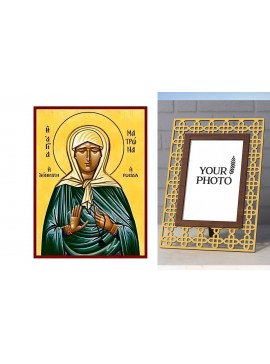 Εικόνα Ορθοδοξίας Πολυτελείας  με  σχεδιο Σταυρούς μαζι με  Βάση σε  8 χρώματα με περίγραμμα χρυσό σε ξύλο Plywood (Πλακάζ)   με  βάση Εικόνα Αγία Ματρώνα η Ρωσίδα η Αόμματος Χειροποίητη Ελληνορθόδοξη , Κρεμαστή πλάκα βυζαντινής τέχνης, χριστιανική τέχνη 