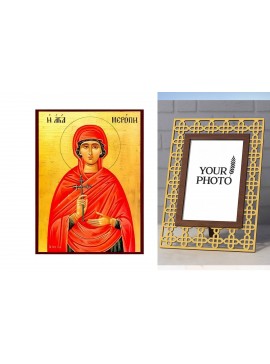 Εικόνα Ορθοδοξίας Πολυτελείας  με  σχεδιο Σταυρούς μαζι με  Βάση σε  8 χρώματα με περίγραμμα χρυσό σε ξύλο Plywood (Πλακάζ)   με  βάση Εικόνα Αγία Μερόπη Χειροποίητη Ελληνορθόδοξη , Κρεμαστή πλάκα βυζαντινής τέχνης, χριστιανική τέχνη Διάσταση 10x7 cm (3,9