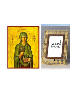 Εικόνα Ορθοδοξίας Πολυτελείας  με  σχεδιο Σταυρούς μαζι με  Βάση σε  8 χρώματα με περίγραμμα χρυσό σε ξύλο Plywood (Πλακάζ)   με  βάση Εικόνα Αγία Παρασκευή Χειροποίητη Ελληνορθόδοξη , Κρεμαστή πλάκα βυζαντινής τέχνης, χριστιανική τέχνη Διάσταση 10x7 cm (