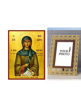 Σετ των 2 Εικόνα Ορθοδοξίας Πολυτελείας  με  σχεδιο Σταυρούς μαζι με  Βάση σε  8 χρώματα με περίγραμμα χρυσό σε ξύλο Plywood (Πλακάζ)   με  βάση Εικόνα Αγία Θεοδώρα εν Βάστα Χειροποίητη Ελληνορθόδοξη , Κρεμαστή πλάκα βυζαντινής τέχνης, χριστιανική τέχνη Δ