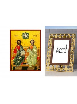 Εικόνα Ορθοδοξίας Πολυτελείας  με  σχεδιο Σταυρούς μαζι με  Βάση σε  8 χρώματα με περίγραμμα χρυσό σε ξύλο Plywood (Πλακάζ)   με  βάση Εικόνα Αγία Τριάδα Χειροποίητη Ελληνορθόδοξη , Κρεμαστή πλάκα βυζαντινής τέχνης, χριστιανική τέχνη Διάσταση 10x7 cm (3,9