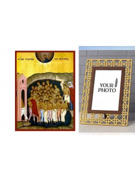 Εικόνα Ορθοδοξίας Πολυτελείας  με  σχεδιο Σταυρούς μαζι με  Βάση σε  8 χρώματα με περίγραμμα χρυσό σε ξύλο Plywood (Πλακάζ)   με  βάση Εικόνα Άγιοι τεσσαράκοντα Μάρτυρες Σεβαστείας Χειροποίητη Ελληνορθόδοξη , Κρεμαστή πλάκα βυζαντινής τέχνης, χριστιανική 