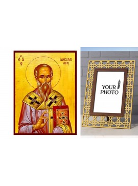 Σετ των 2 Εικόνα Ορθοδοξίας Πολυτελείας  με  σχεδιο Σταυρούς μαζι με  Βάση σε  8 χρώματα με περίγραμμα χρυσό σε ξύλο Plywood (Πλακάζ)   με  βάση Εικόνα Άγιος Αλέξανδρος Πατριάρχης Κωνσταντινουπόλεως Χειροποίητη Ελληνορθόδοξη , Κρεμαστή πλάκα βυζαντινής τέ