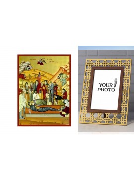 Εικόνα Ορθοδοξίας Πολυτελείας  με  σχεδιο Σταυρούς μαζι με  Βάση σε  8 χρώματα με περίγραμμα χρυσό σε ξύλο Plywood (Πλακάζ)   με  βάση Εικόνα Άγιος Εφραίμ ο Σύρος, η Κοίμηση Χειροποίητη Ελληνορθόδοξη , Κρεμαστή πλάκα βυζαντινής τέχνης, χριστιανική τέχνη Δ