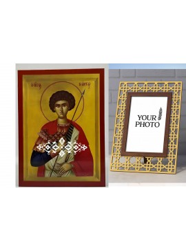 Σετ των 2 Εικόνα Ορθοδοξίας Πολυτελείας  με  σχεδιο Σταυρούς μαζι με  Βάση σε  8 χρώματα με περίγραμμα χρυσό σε ξύλο Plywood (Πλακάζ)   με  βάση Εικόνα Άγιος Γεώργιος Χειροποίητη Ελληνορθόδοξη , Κρεμαστή πλάκα βυζαντινής τέχνης, χριστιανική τέχνη Διάσταση