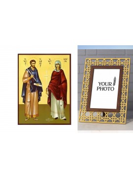 Εικόνα Ορθοδοξίας Πολυτελείας  με  σχεδιο Σταυρούς μαζι με  Βάση σε  8 χρώματα με περίγραμμα χρυσό σε ξύλο Plywood (Πλακάζ)   με  βάση Εικόνα Άγιοι Τιμόθεος και Μαύρα Χειροποίητη Ελληνορθόδοξη , Κρεμαστή πλάκα βυζαντινής τέχνης, χριστιανική τέχνη Διάσταση