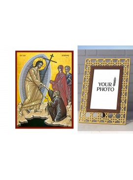 Εικόνα Ορθοδοξίας Πολυτελείας  με  σχεδιο Σταυρούς μαζι με  Βάση σε  8 χρώματα με περίγραμμα χρυσό σε ξύλο Plywood (Πλακάζ)   με  βάση Εικόνα Ανάσταση Χριστού, Άδου Κάθοδος Χειροποίητη Ελληνορθόδοξη , Κρεμαστή πλάκα βυζαντινής τέχνης, χριστιανική τέχνη Δι