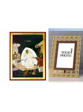 Εικόνα Ορθοδοξίας Πολυτελείας  με  σχεδιο Σταυρούς μαζι με  Βάση σε  8 χρώματα με περίγραμμα χρυσό σε ξύλο Plywood (Πλακάζ)   με  βάση Εικόνα Ανάσταση Χριστού, Άδου Κάθοδος Χειροποίητη Ελληνορθόδοξη , Κρεμαστή πλάκα βυζαντινής τέχνης, χριστιανική τέχνη Δι