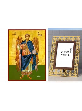 Σετ των 2 Εικόνα Ορθοδοξίας Πολυτελείας  με  σχεδιο Σταυρούς μαζι με  Βάση σε  8 χρώματα με περίγραμμα χρυσό σε ξύλο Plywood (Πλακάζ)   με  βάση Εικόνα Αρχάγγελος Γαβριήλ Χειροποίητη Ελληνορθόδοξη , Κρεμαστή πλάκα βυζαντινής τέχνης, χριστιανική τέχνη Διάσ