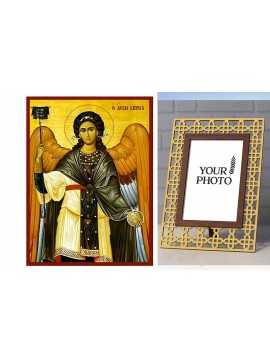 Σετ των 2 Εικόνα Ορθοδοξίας Πολυτελείας  με  σχεδιο Σταυρούς μαζι με  Βάση σε  8 χρώματα με περίγραμμα χρυσό σε ξύλο Plywood (Πλακάζ)   με  βάση Εικόνα Αρχάγγελος Γαβριήλ Χειροποίητη Ελληνορθόδοξη , Κρεμαστή πλάκα βυζαντινής τέχνης, χριστιανική τέχνη Διάσ