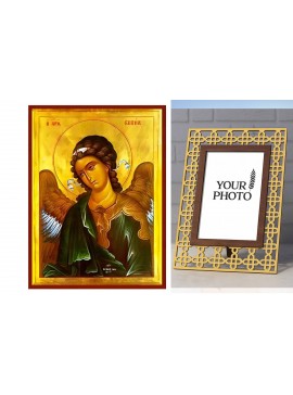 Σετ των 2 Εικόνα Ορθοδοξίας Πολυτελείας  με  σχεδιο Σταυρούς μαζι με  Βάση σε  8 χρώματα με περίγραμμα χρυσό σε ξύλο Plywood (Πλακάζ)   με  βάση Εικόνα Αρχάγγελος Γαβριήλ Χειροποίητη Ελληνορθόδοξη , Κρεμαστή πλάκα βυζαντινής τέχνης, χριστιανική τέχνη Διάσ