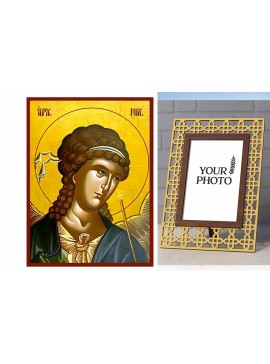 Σετ των 2 Εικόνα Ορθοδοξίας Πολυτελείας  με  σχεδιο Σταυρούς μαζι με  Βάση σε  8 χρώματα με περίγραμμα χρυσό σε ξύλο Plywood (Πλακάζ)   με  βάση Εικόνα Αρχάγγελος Μιχαήλ Χειροποίητη Ελληνορθόδοξη , Κρεμαστή πλάκα βυζαντινής τέχνης, χριστιανική τέχνη Διάστ