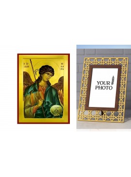 Σετ των 2 Εικόνα Ορθοδοξίας Πολυτελείας  με  σχεδιο Σταυρούς μαζι με  Βάση σε  8 χρώματα με περίγραμμα χρυσό σε ξύλο Plywood (Πλακάζ)   με  βάση Εικόνα Αρχάγγελος Μιχαήλ Χειροποίητη Ελληνορθόδοξη , Κρεμαστή πλάκα βυζαντινής τέχνης, χριστιανική τέχνη Διάστ