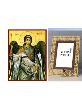 Σετ των 2 Εικόνα Ορθοδοξίας Πολυτελείας  με  σχεδιο Σταυρούς μαζι με  Βάση σε  8 χρώματα με περίγραμμα χρυσό σε ξύλο Plywood (Πλακάζ)   με  βάση Εικόνα Αρχάγγελος Μιχαήλ Χειροποίητη Ελληνορθόδοξη , Κρεμαστή πλάκα βυζαντινής τέχνης, χριστιανική τέχνη Διάστ