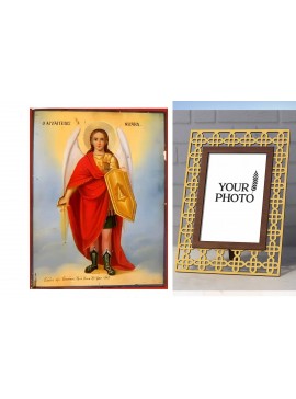 Σετ των 2 Εικόνα Ορθοδοξίας Πολυτελείας  με  σχεδιο Σταυρούς μαζι με  Βάση σε  8 χρώματα με περίγραμμα χρυσό σε ξύλο Plywood (Πλακάζ)   με  βάση Εικόνα Αρχάγγελος Μιχαήλ Χειροποίητη Ελληνορθόδοξη , Κρεμαστή πλάκα βυζαντινής τέχνης, χριστιανική τέχνη Διάστ