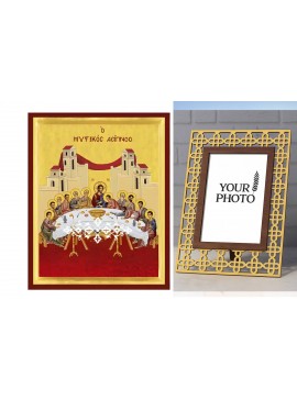 Εικόνα Ορθοδοξίας Πολυτελείας  με  σχεδιο Σταυρούς μαζι με  Βάση σε  8 χρώματα με περίγραμμα χρυσό σε ξύλο Plywood (Πλακάζ)   με  βάση Εικόνα Μυστικός Δείπνος Χειροποίητη Ελληνορθόδοξη , Κρεμαστή πλάκα βυζαντινής τέχνης, χριστιανική τέχνη Διάσταση 10x7 cm