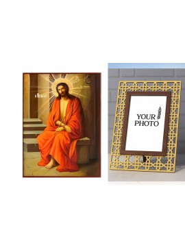 Εικόνα Ορθοδοξίας Πολυτελείας  με  σχεδιο Σταυρούς μαζι με  Βάση σε  8 χρώματα με περίγραμμα χρυσό σε ξύλο Plywood (Πλακάζ)   με  βάση Εικόνα Χριστός Νυμφίος Χειροποίητη Ελληνορθόδοξη , Κρεμαστή πλάκα βυζαντινής τέχνης, χριστιανική τέχνη Διάσταση 10x7 cm 