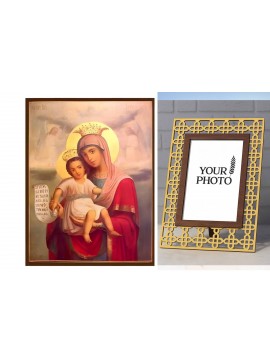 Εικόνα Ορθοδοξίας Πολυτελείας  με  σχεδιο Σταυρούς μαζι με  Βάση σε  8 χρώματα με περίγραμμα χρυσό σε ξύλο Plywood (Πλακάζ)   με  βάση Εικόνα Παναγία με Χριστό, Άξιον Εστί Χειροποίητη Ελληνορθόδοξη , Κρεμαστή πλάκα βυζαντινής τέχνης, χριστιανική τέχνη Διά