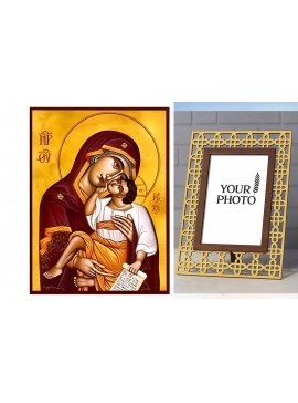 Εικόνα Ορθοδοξίας Πολυτελείας  με  σχεδιο Σταυρούς μαζι με  Βάση σε  8 χρώματα με περίγραμμα χρυσό σε ξύλο Plywood (Πλακάζ)   με  βάση Εικόνα Παναγία Γλυκοφιλούσα Χειροποίητη Ελληνορθόδοξη , Κρεμαστή πλάκα βυζαντινής τέχνης, χριστιανική τέχνη Διάσταση 10x