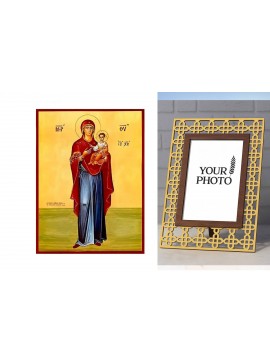 Εικόνα Ορθοδοξίας Πολυτελείας  με  σχεδιο Σταυρούς μαζι με  Βάση σε  8 χρώματα με περίγραμμα χρυσό σε ξύλο Plywood (Πλακάζ)   με  βάση Εικόνα Παναγία Οδηγήτρια Χειροποίητη Ελληνορθόδοξη , Κρεμαστή πλάκα βυζαντινής τέχνης, χριστιανική τέχνη Διάσταση 10x7 c