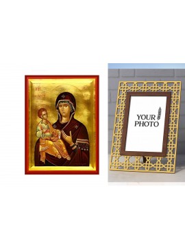 Εικόνα Ορθοδοξίας Πολυτελείας  με  σχεδιο Σταυρούς μαζι με  Βάση σε  8 χρώματα με περίγραμμα χρυσό σε ξύλο Plywood (Πλακάζ)   με  βάση Εικόνα Παναγία Οδηγήτρια Χειροποίητη Ελληνορθόδοξη , Κρεμαστή πλάκα βυζαντινής τέχνης, χριστιανική τέχνη Διάσταση 10x7 c