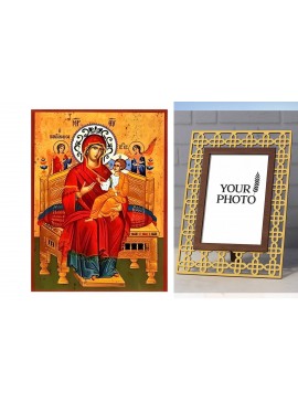 Εικόνα Ορθοδοξίας Πολυτελείας  με  σχεδιο Σταυρούς μαζι με  Βάση σε  8 χρώματα με περίγραμμα χρυσό σε ξύλο Plywood (Πλακάζ)   με  βάση Εικόνα Παναγία Παντάνασσα Χειροποίητη Ελληνορθόδοξη , Κρεμαστή πλάκα βυζαντινής τέχνης, χριστιανική τέχνη Διάσταση 10x7 