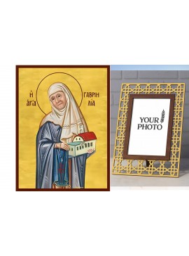 Σετ των 2 Εικόνα Ορθοδοξίας Πολυτελείας  με  σχεδιο Σταυρούς μαζι με  Βάση σε  8 χρώματα με περίγραμμα χρυσό σε ξύλο Plywood (Πλακάζ)   με  βάση Εικόνα Αγία Γαβριηλία Χειροποίητη Ελληνορθόδοξη , Κρεμαστή πλάκα βυζαντινής τέχνης, χριστιανική τέχνη Διάσταση