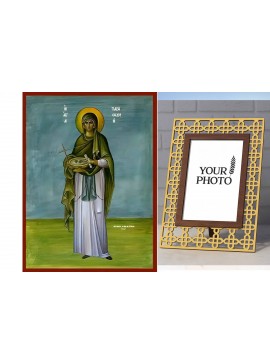 Εικόνα Ορθοδοξίας Πολυτελείας  με  σχεδιο Σταυρούς μαζι με  Βάση σε  8 χρώματα με περίγραμμα χρυσό σε ξύλο Plywood (Πλακάζ)   με  βάση Εικόνα Αγία Παρασκευή Χειροποίητη Ελληνορθόδοξη , Κρεμαστή πλάκα βυζαντινής τέχνης, χριστιανική τέχνη Διάσταση 10x7 cm (