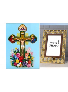 Εικόνα Ορθοδοξίας Πολυτελείας  με  σχεδιο Σταυρούς μαζι με  Βάση σε  8 χρώματα με περίγραμμα χρυσό σε ξύλο Plywood (Πλακάζ)   με  βάση Εικόνα Χριστός Εσταυρωμένος, με άνθη Χειροποίητη Ελληνορθόδοξη , Κρεμαστή πλάκα βυζαντινής τέχνης, χριστιανική τέχνη Διά