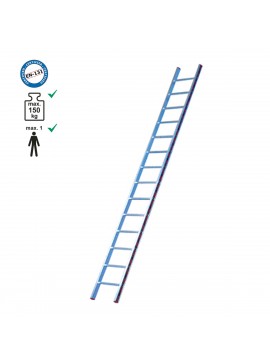 Σκάλα επαγγελματική αλουμινίου μονή - 17 σκαλιά ύψος: 4,50m.