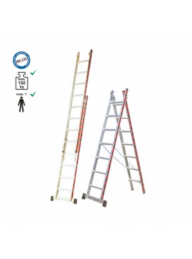 Σκάλα επαγγελματική αλουμινίου διπλή - 2*13 σκαλιά ύψος Α/Β: 3,50m/6,00m.